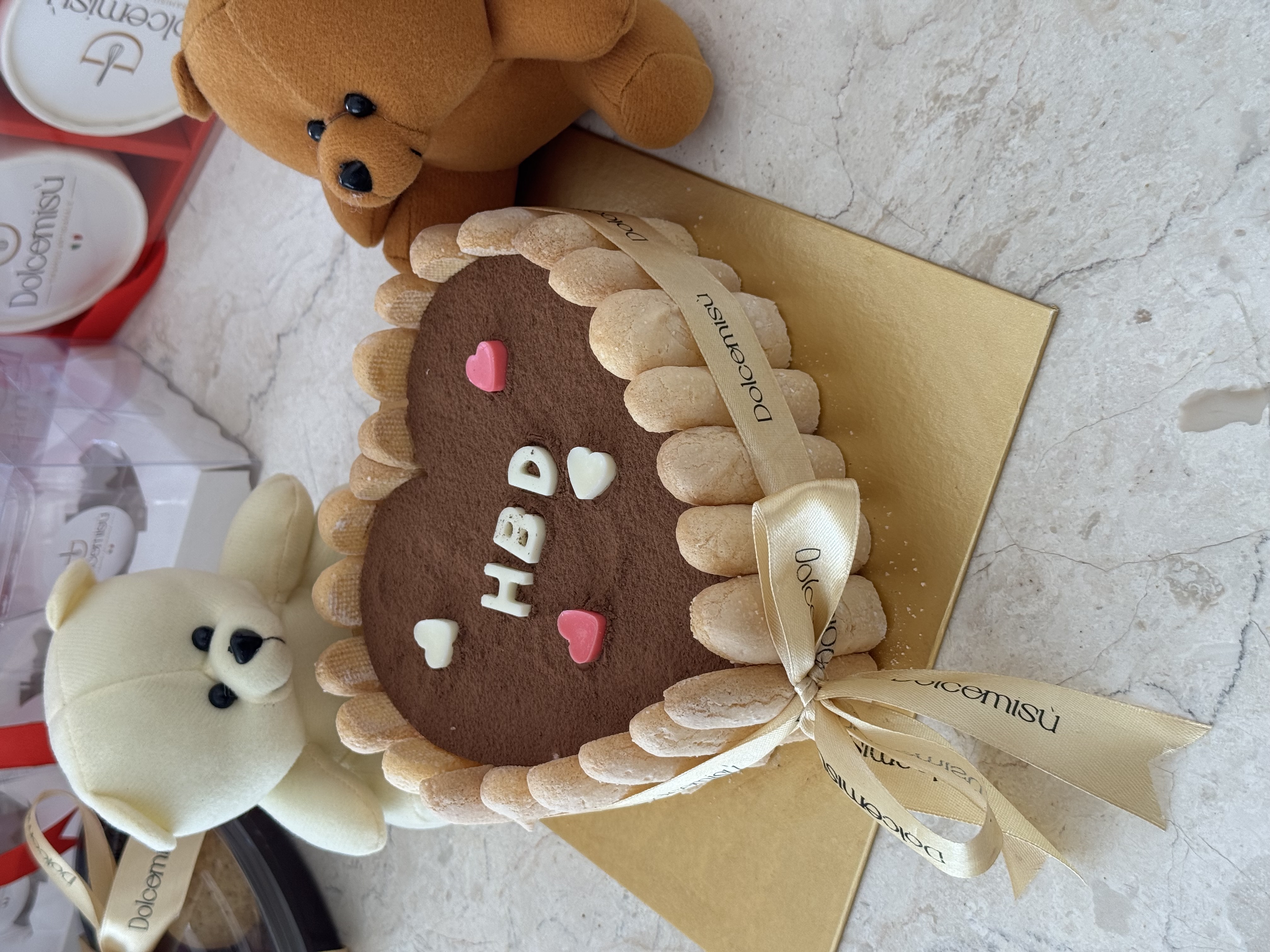 Heart-shaped celebration tiramisù cake